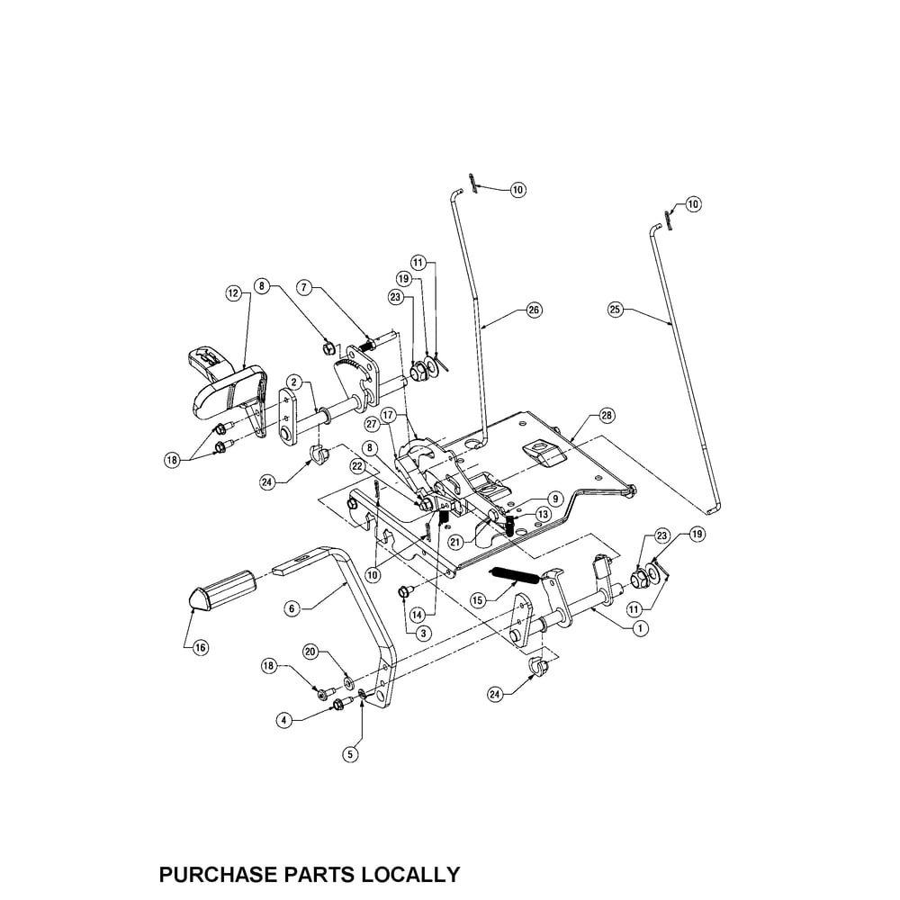 Pedal Assembly Diagram and Parts List for SERIES1500  Cub Cadet Lawn Tractor